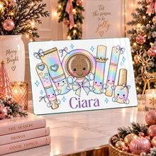 Load image into Gallery viewer, Personalised kawaii makeup glass board with pastel and white background options
