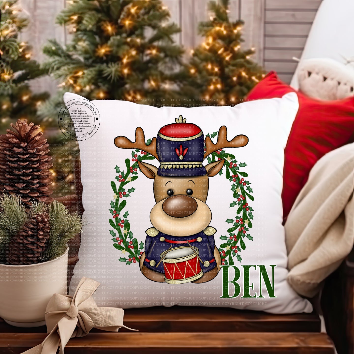 Reindeer Nutracker Christmas Cushion