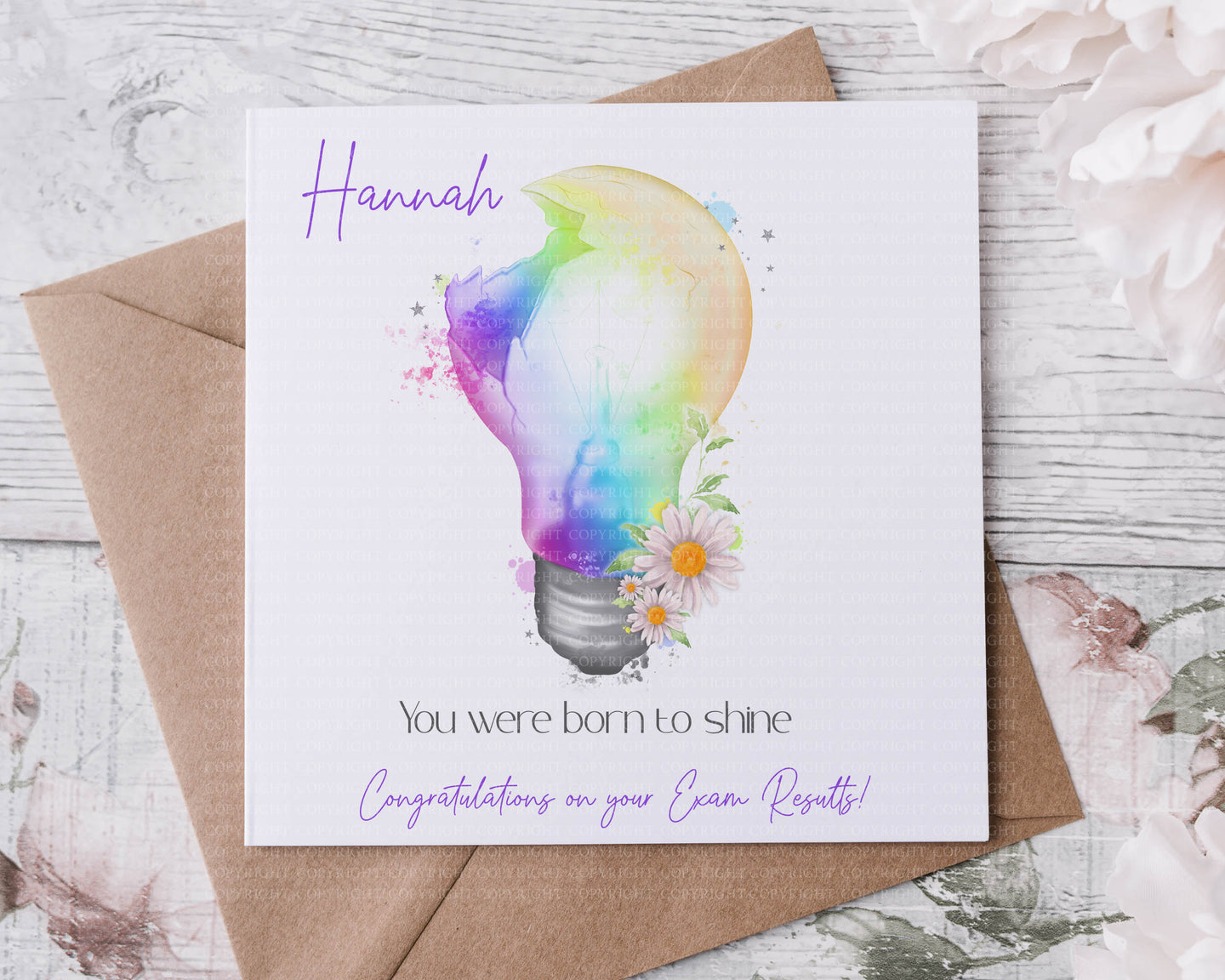 Exam Results Card  - Floral Lightbulb