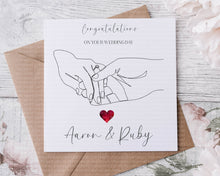 Load image into Gallery viewer, Line Art Hands Wedding Card
