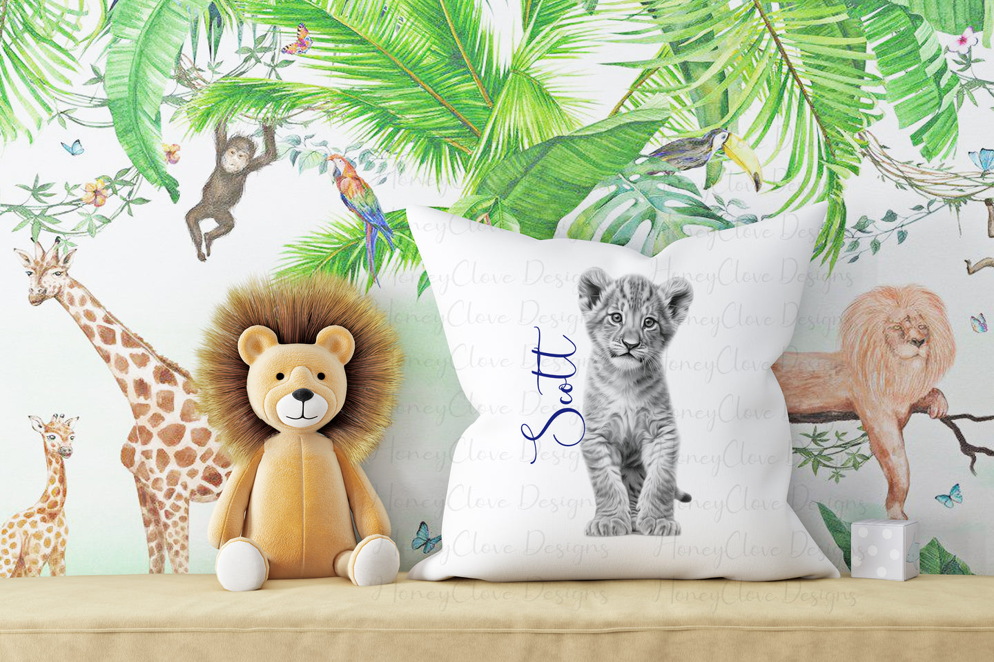 Sketch Design Cushion Lion Cub