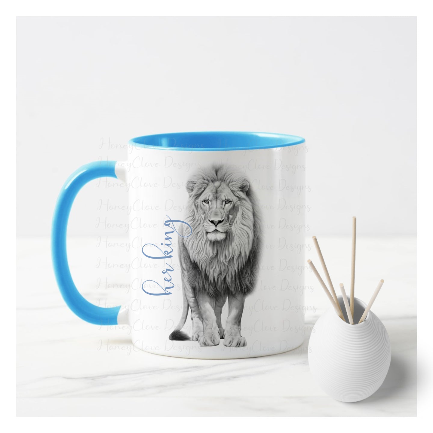 Sketch Design - Lion Mug Blue