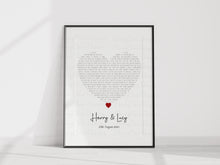 Load image into Gallery viewer, Song Lyrics/Special Words Heart Print
