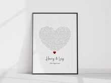 Load image into Gallery viewer, Song Lyrics/Special Words Heart Print
