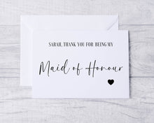 Load image into Gallery viewer, Thank you Maid Of Honour Card
