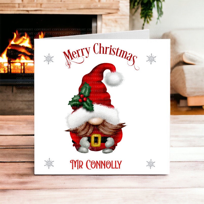 Teacher Gonk Christmas Card - Male