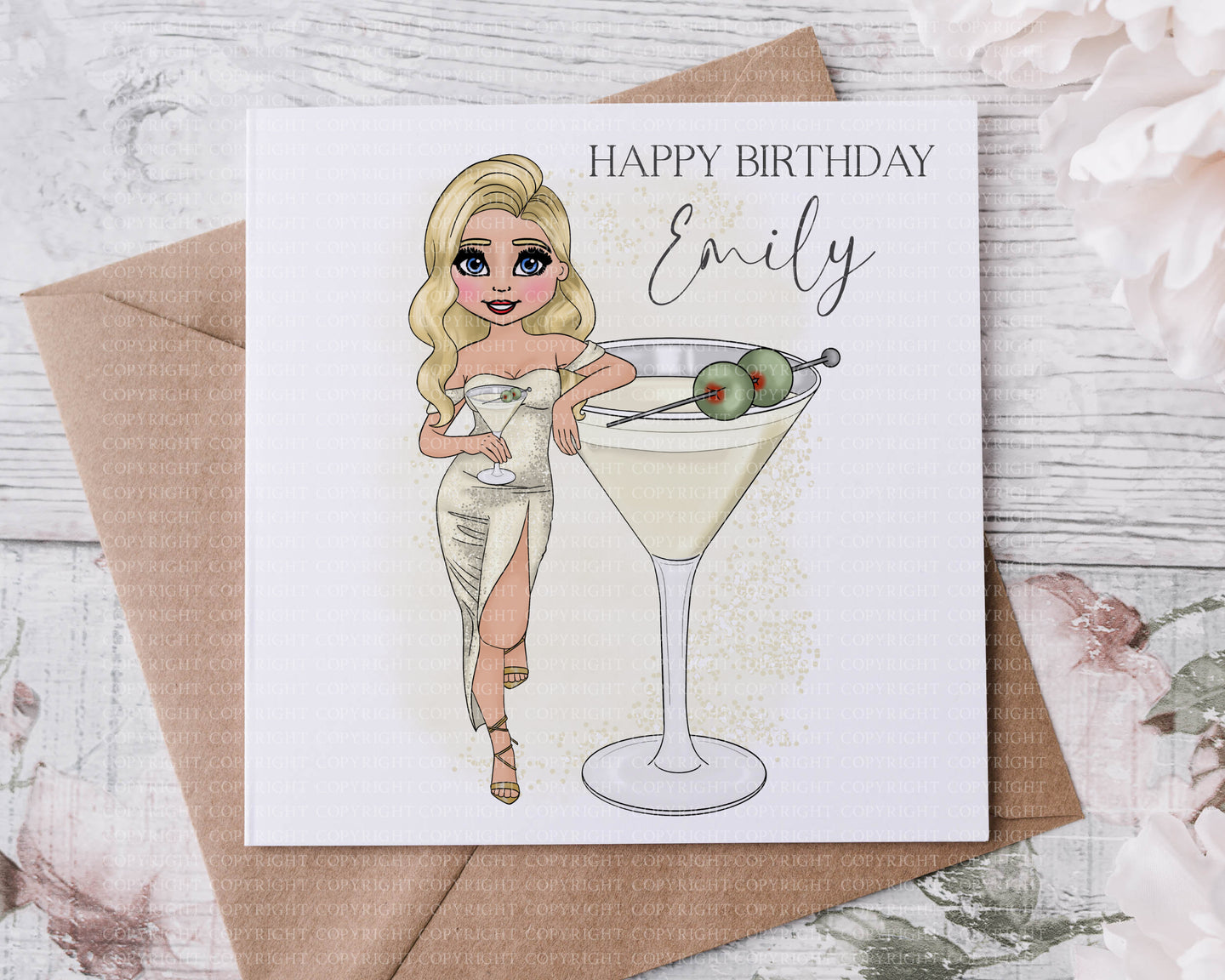 Birthday Martini Girl Greeting Card