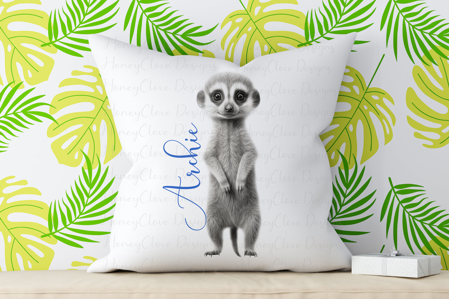 Sketch Design Cushion Meerkat