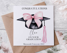 Load image into Gallery viewer, Pink Graduate Card - Mortar Board
