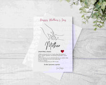 Load image into Gallery viewer, Mother Definition Greeting Card - Holding Hands
