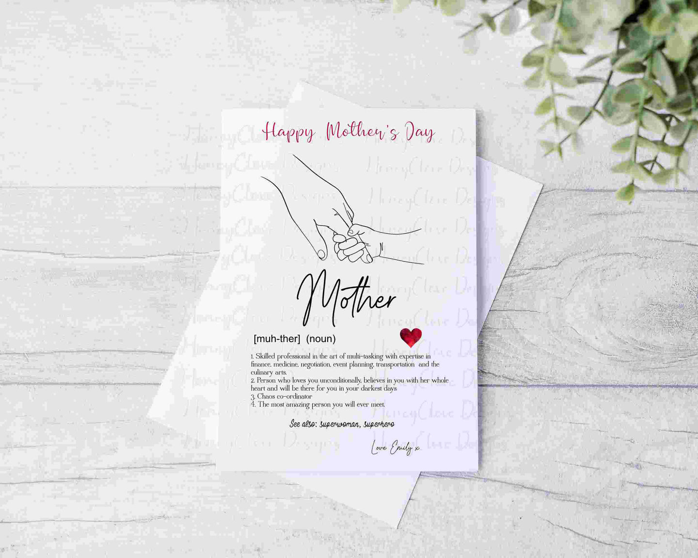 Mother Definition Greeting Card - Holding Hands