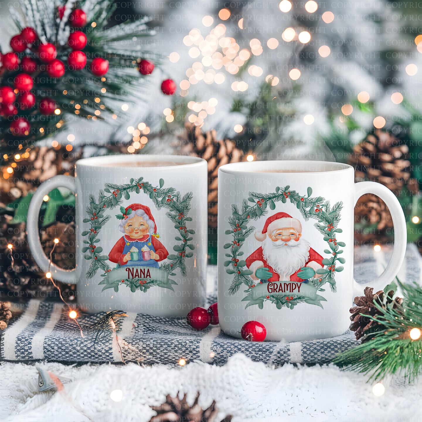 Santa & Mrs Claus White  Mugs