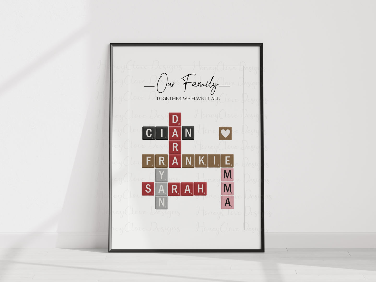 Letter Tile A4 Unframed Print - Multi Coloured Tiles