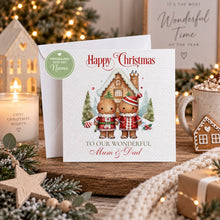 Load image into Gallery viewer, Personalised Mum and Dad Christmas card lifestyle mockup
