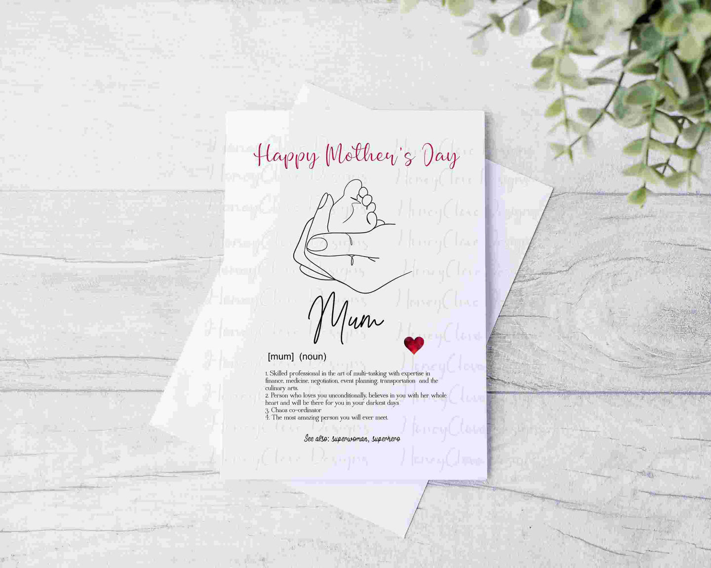 Mum Definition Greeting Card - baby feet