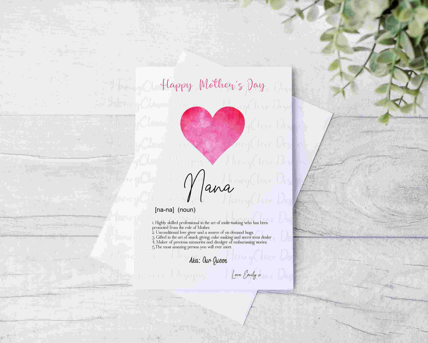 Nana Definition Greeting Card - heart