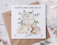 Load image into Gallery viewer, Baby&#39;s 1st Birthday Bear Neutral Design
