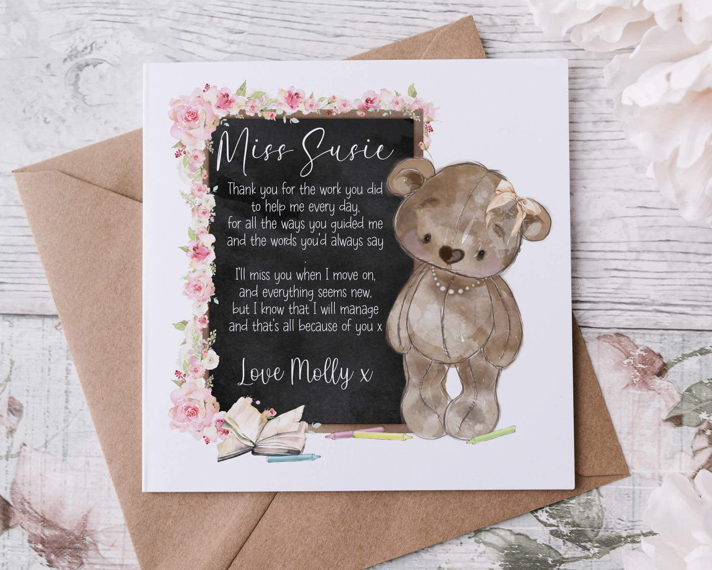 Teacher Bear with Poem thank you card