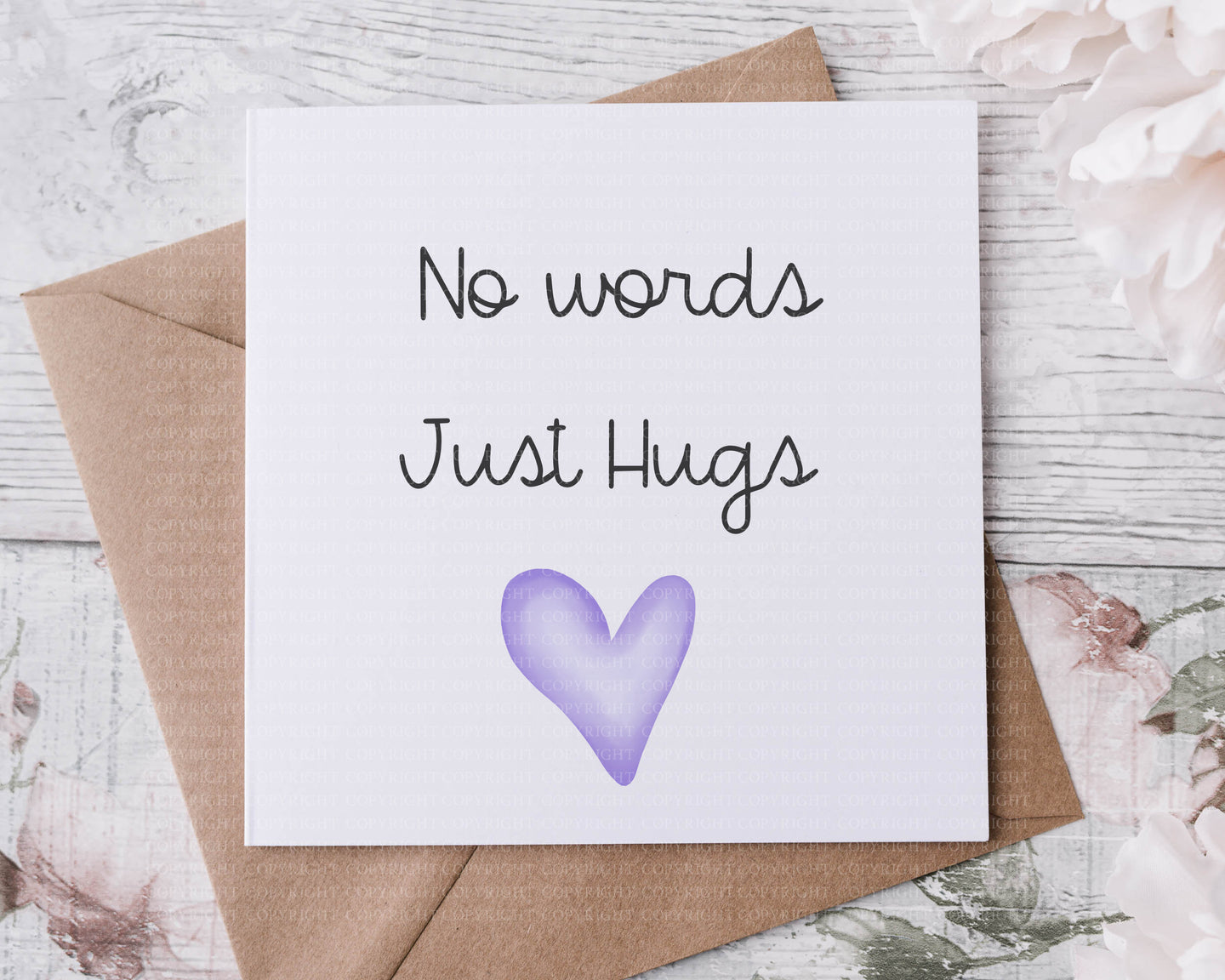 No words, Just Hugs Thinking of you card, 3 colours