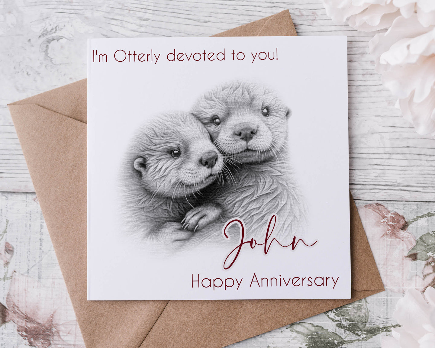 Anniversary card - Otter- sketch design