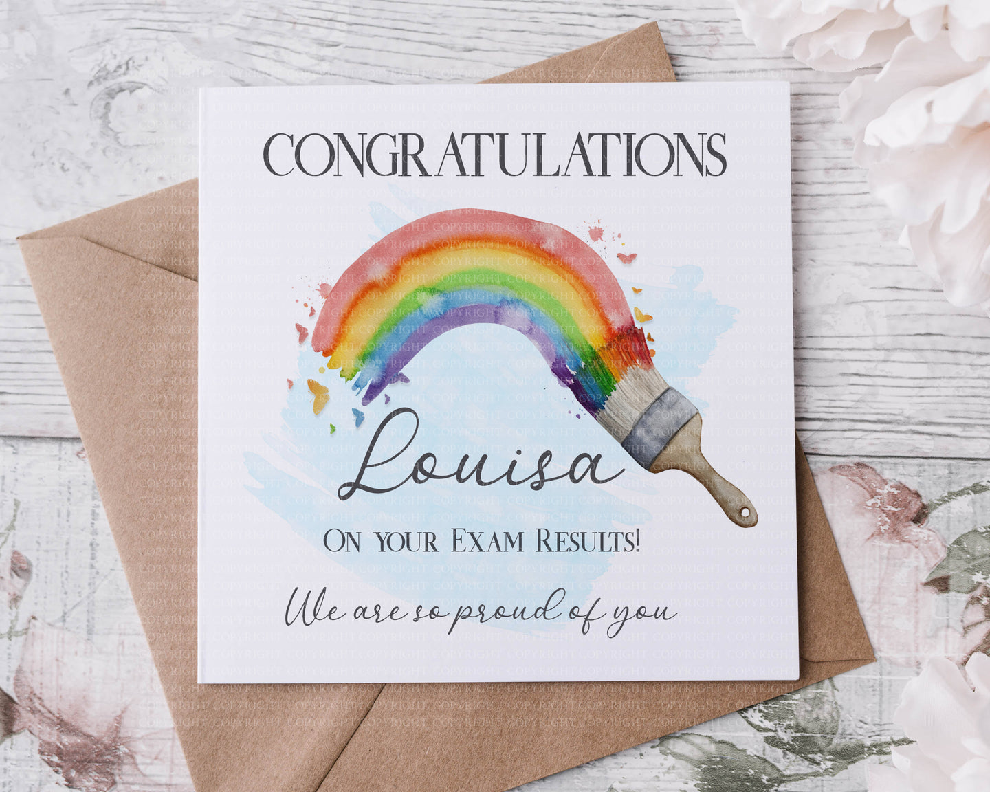 Exam Results Card  - Rainbow paintbrush