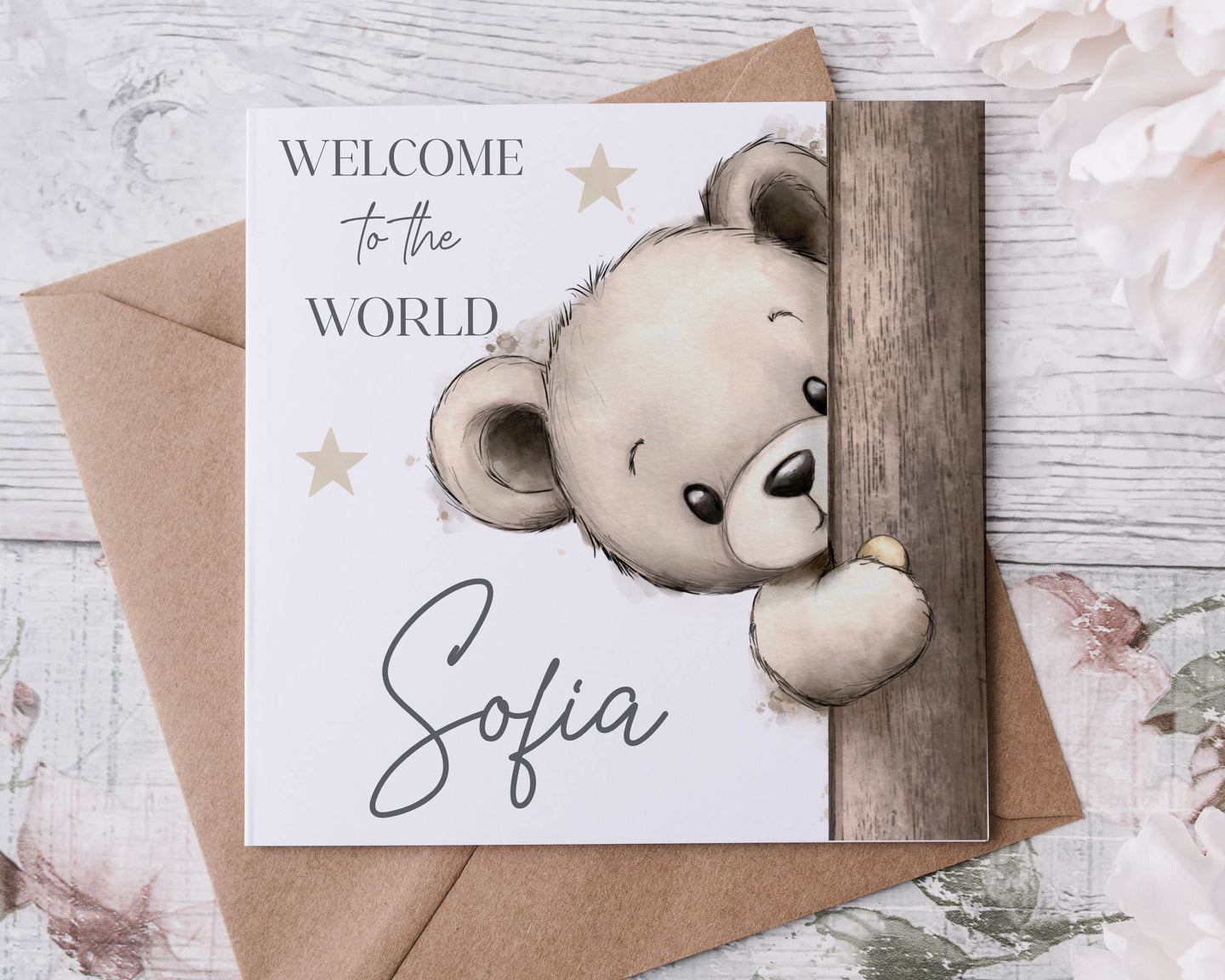 Peek a boo bear card   - Birthday/New Baby