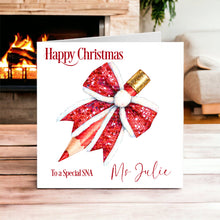 Load image into Gallery viewer, Christmas Teacher Card- Red Pencil Design
