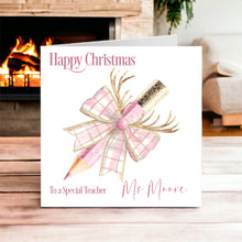 Load image into Gallery viewer, Christmas Teacher Card- Pink Pencil Design
