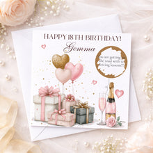 Load image into Gallery viewer, Personalised 18th birthday scratch card example with driving lessons surprise
