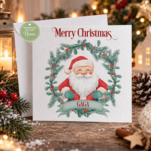 Load image into Gallery viewer, Personalised Christmas card for Gaga with Santa illustration
