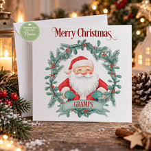 Load image into Gallery viewer, Personalised Christmas card for Gramps with Santa illustration
