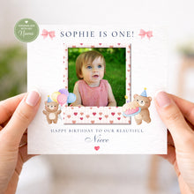 Load image into Gallery viewer, Personalised photo birthday card for a niece

