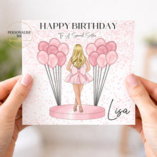 Load image into Gallery viewer, Personalised pink balloon 21st birthday card
