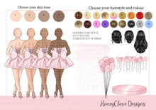Load image into Gallery viewer, Personalisation choice sheet showing skin tones, hairstyles and hair colours
