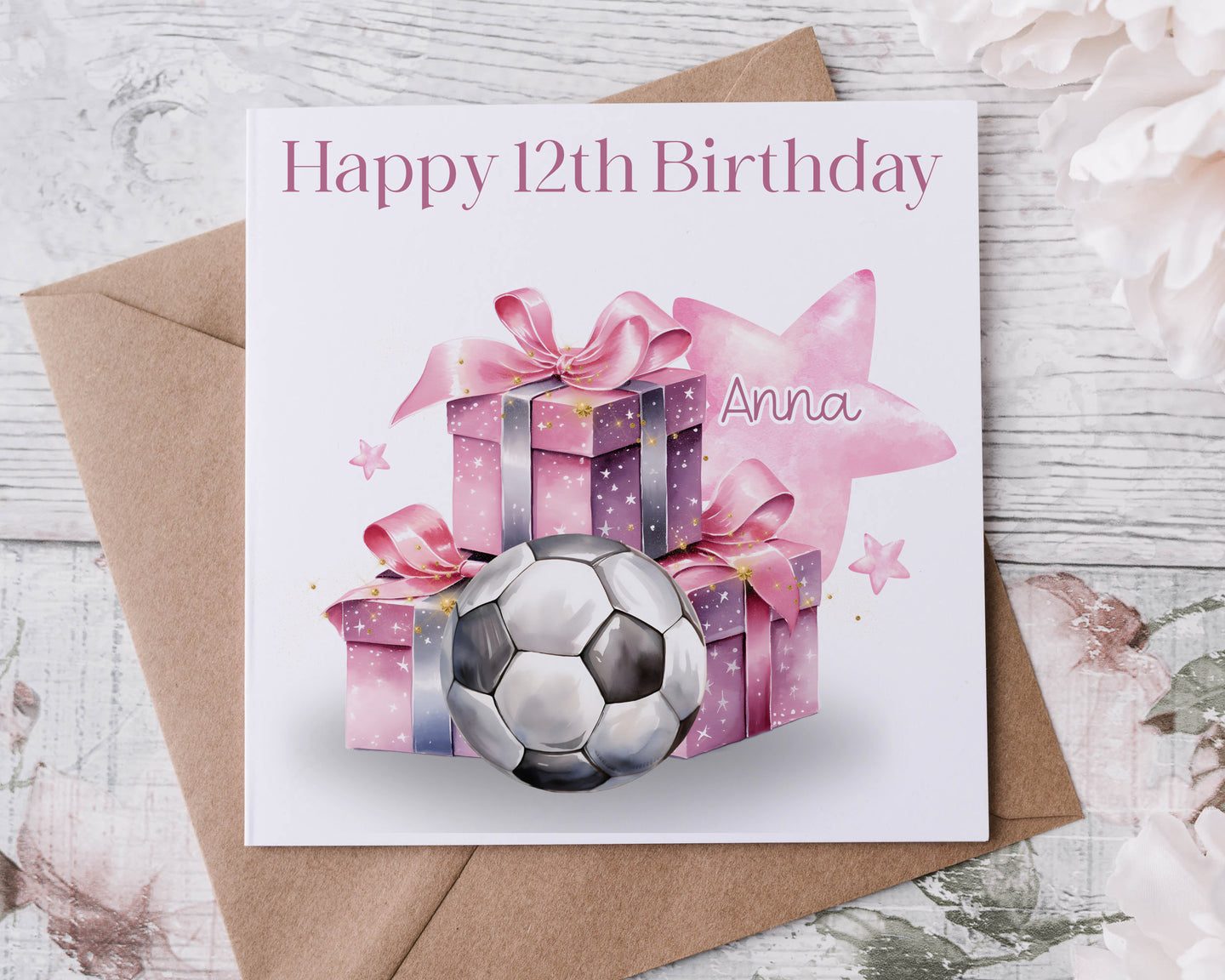 Pink Football Design Birthday Card