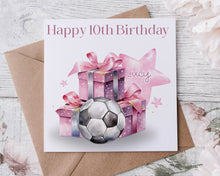 Load image into Gallery viewer, Pink Football Design Birthday Card
