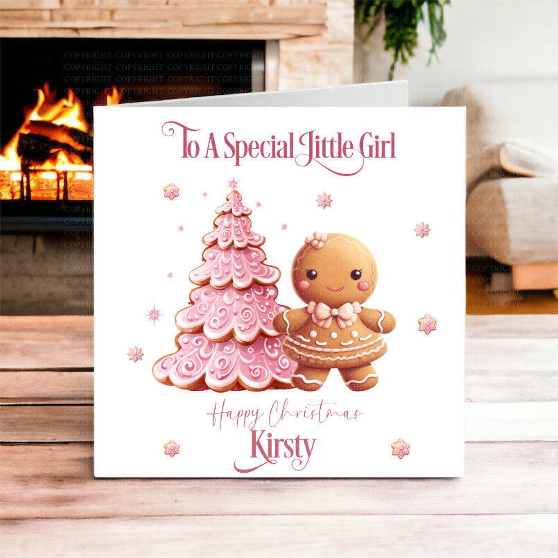 Gingerbread Couple Christmas Card - Pink Theme