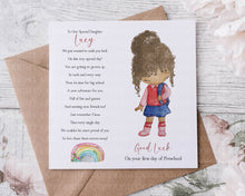 Load image into Gallery viewer, First day at school/preschool/montessori card  - Girl Character
