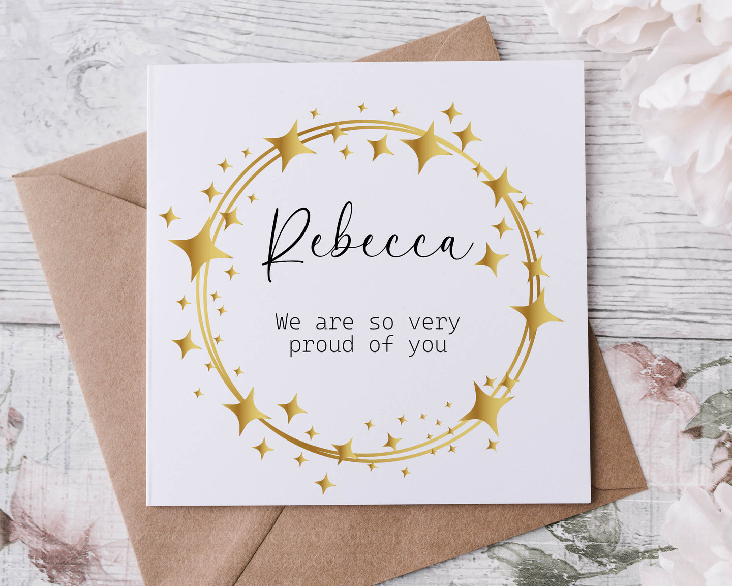 Proud of you card - gold wreath