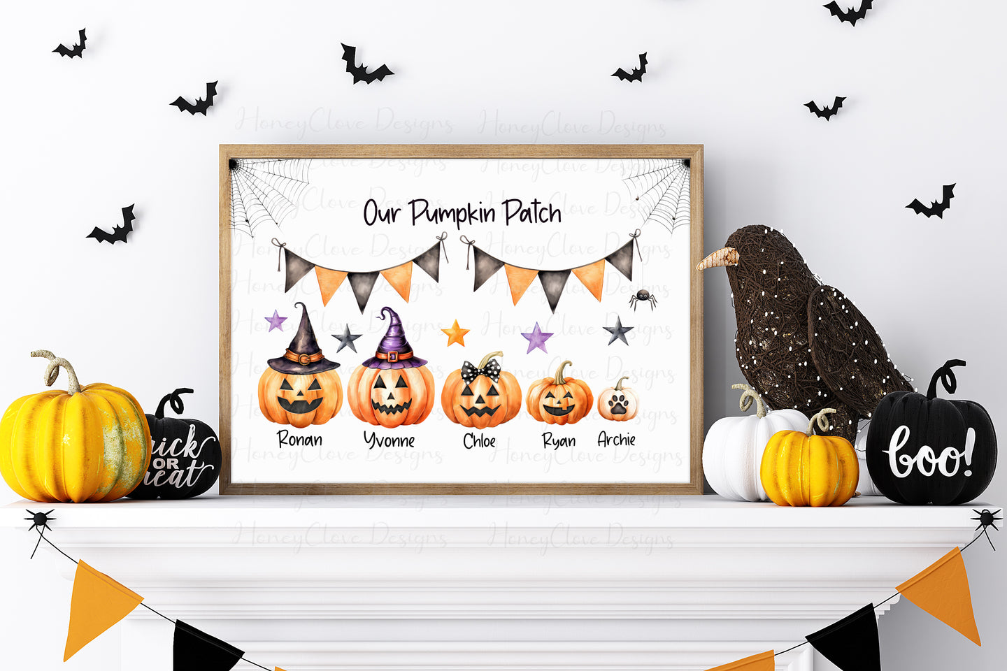 Halloween Pumpkin Patch Family A4 Unframed Print!!!!