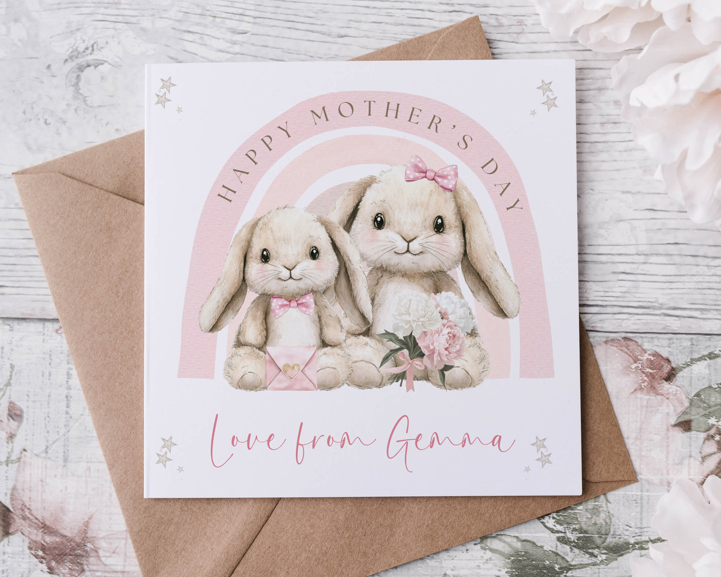 Mothers Day Card -Bunny Rainbow