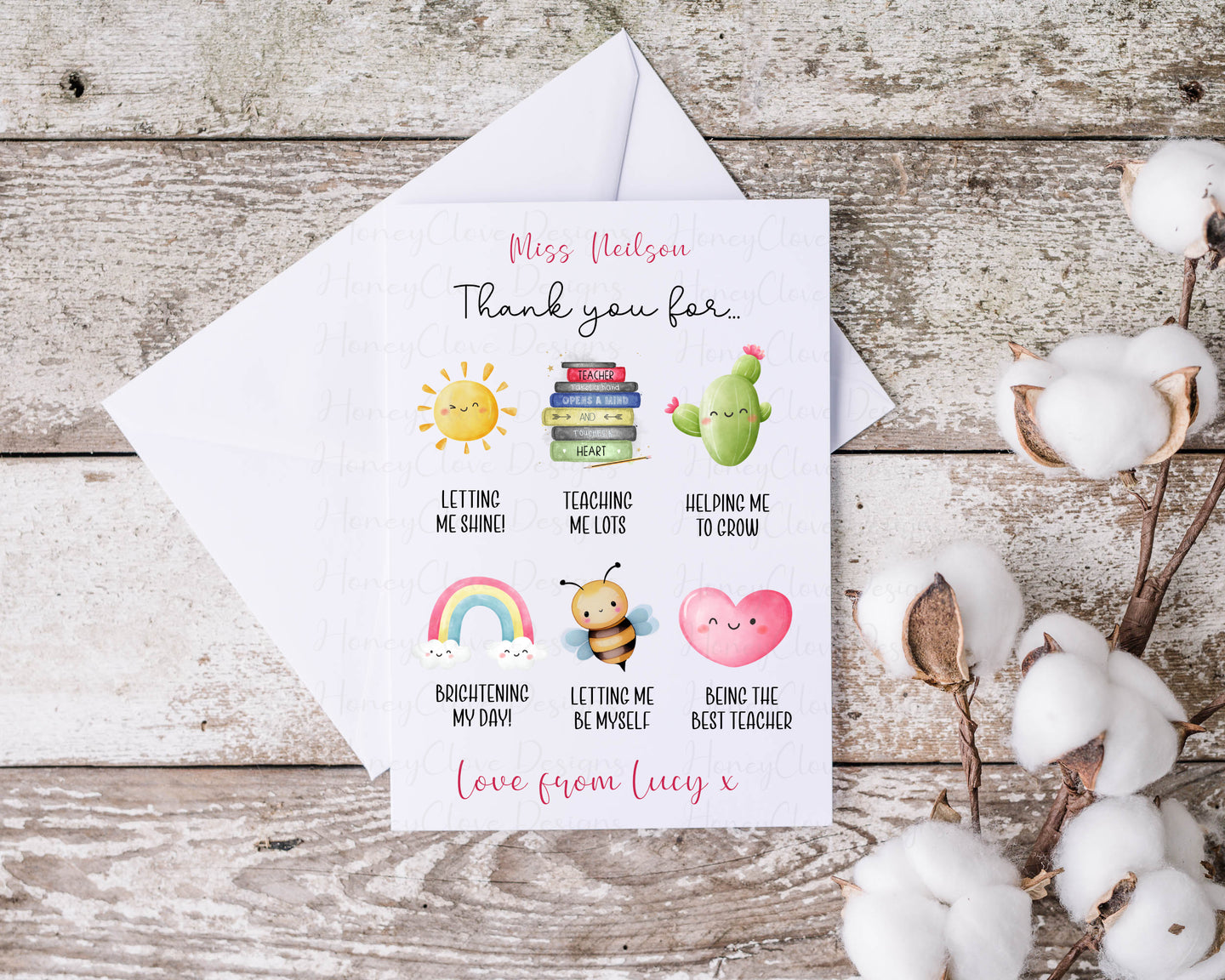 Reasons I love my teacher greeting card