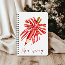 Load image into Gallery viewer, Teacher Christmas A5 Notebook- Red Pencil Design
