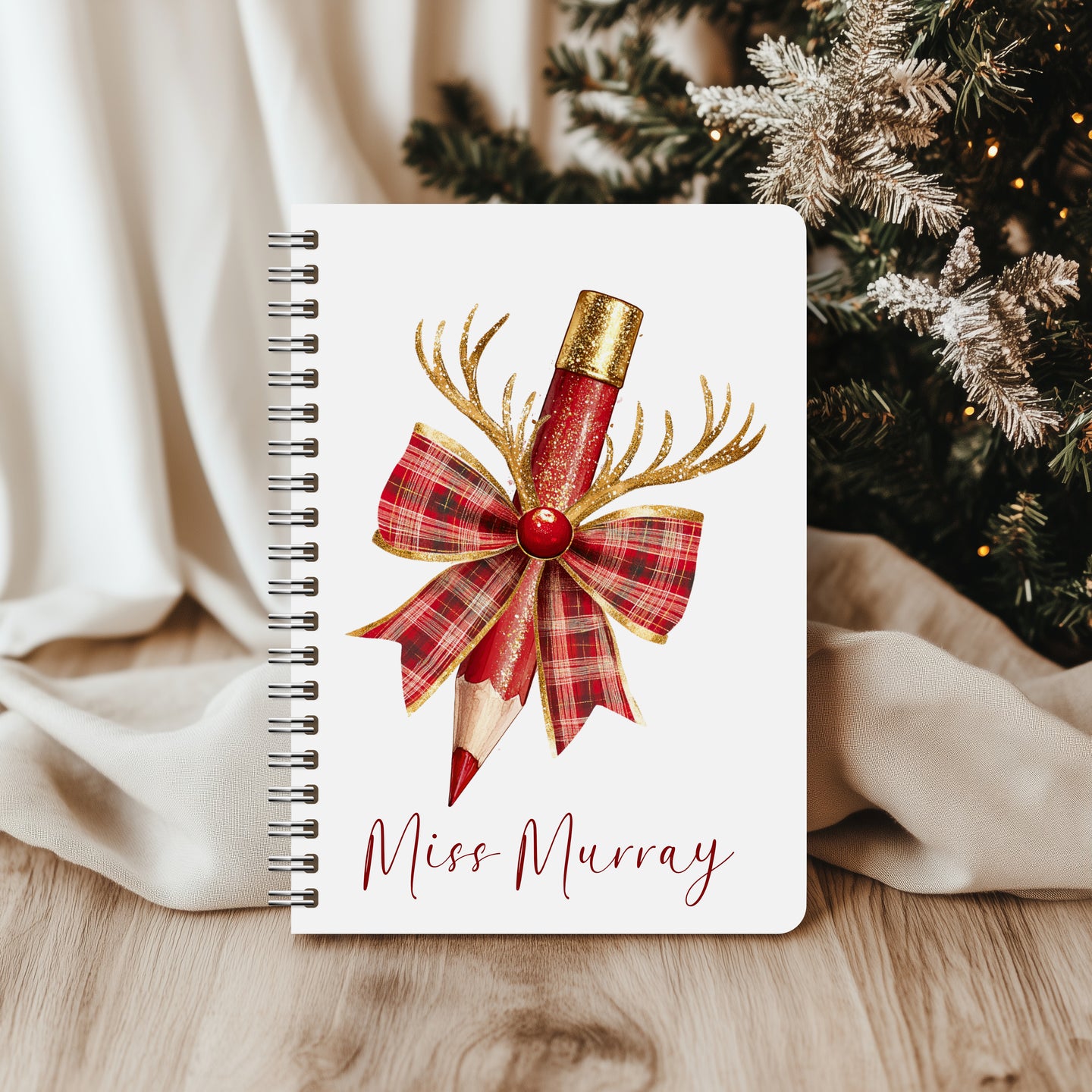 Teacher Christmas A5 Notebook- Red Pencil Design