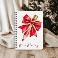 Load image into Gallery viewer, Teacher Christmas A5 Notebook- Red Pencil Design
