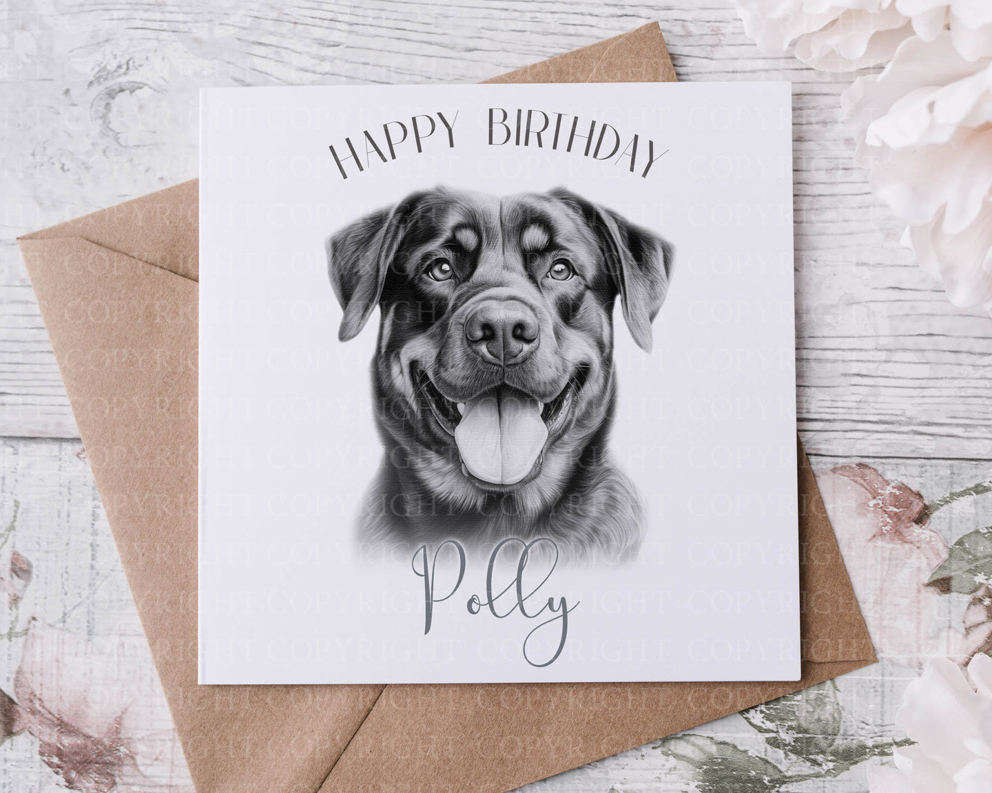 Sketch  Dog Birthday card - Rottweiller