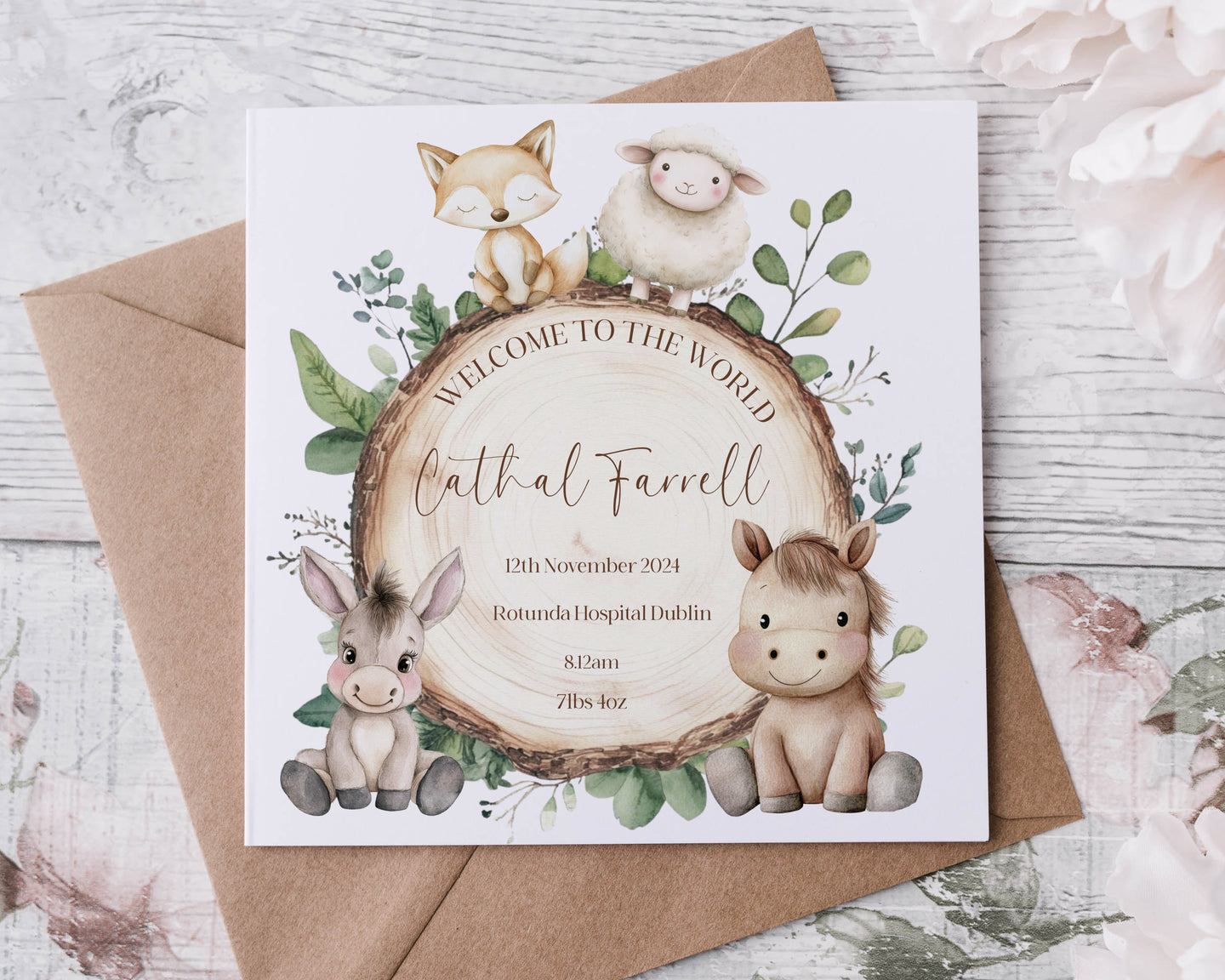 Farm Animal New Baby Card