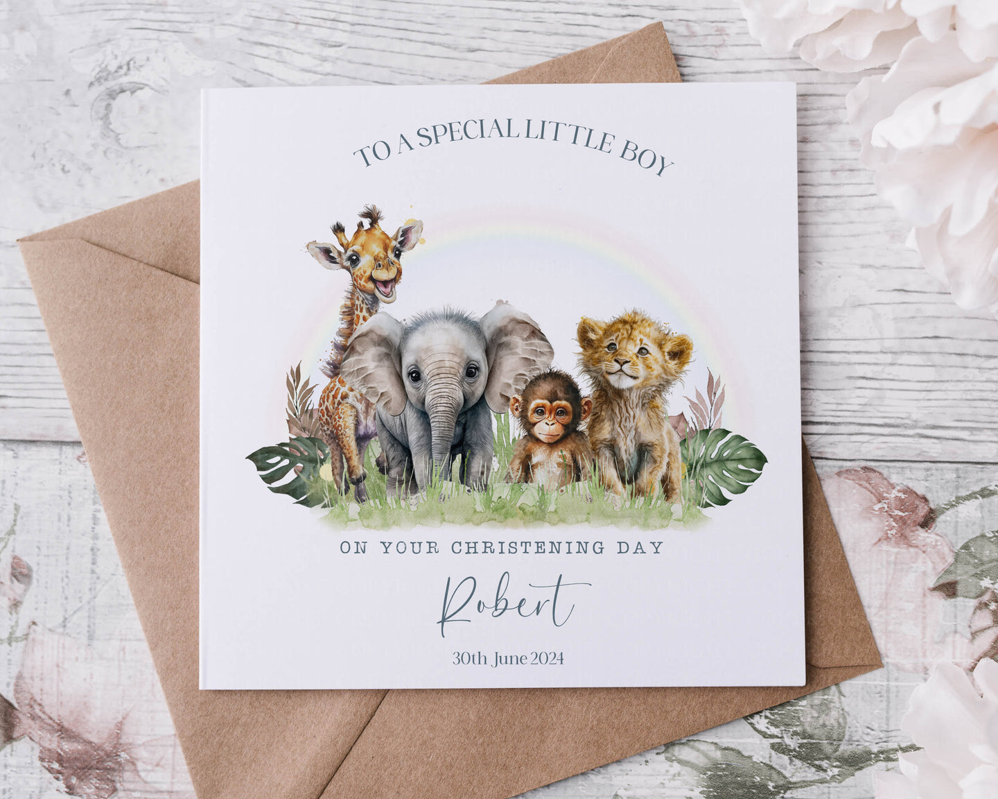 Christening/Baptism Card Safari