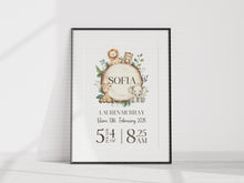 Load image into Gallery viewer, Day you were born UNFRAMED animal print A4 or A3
