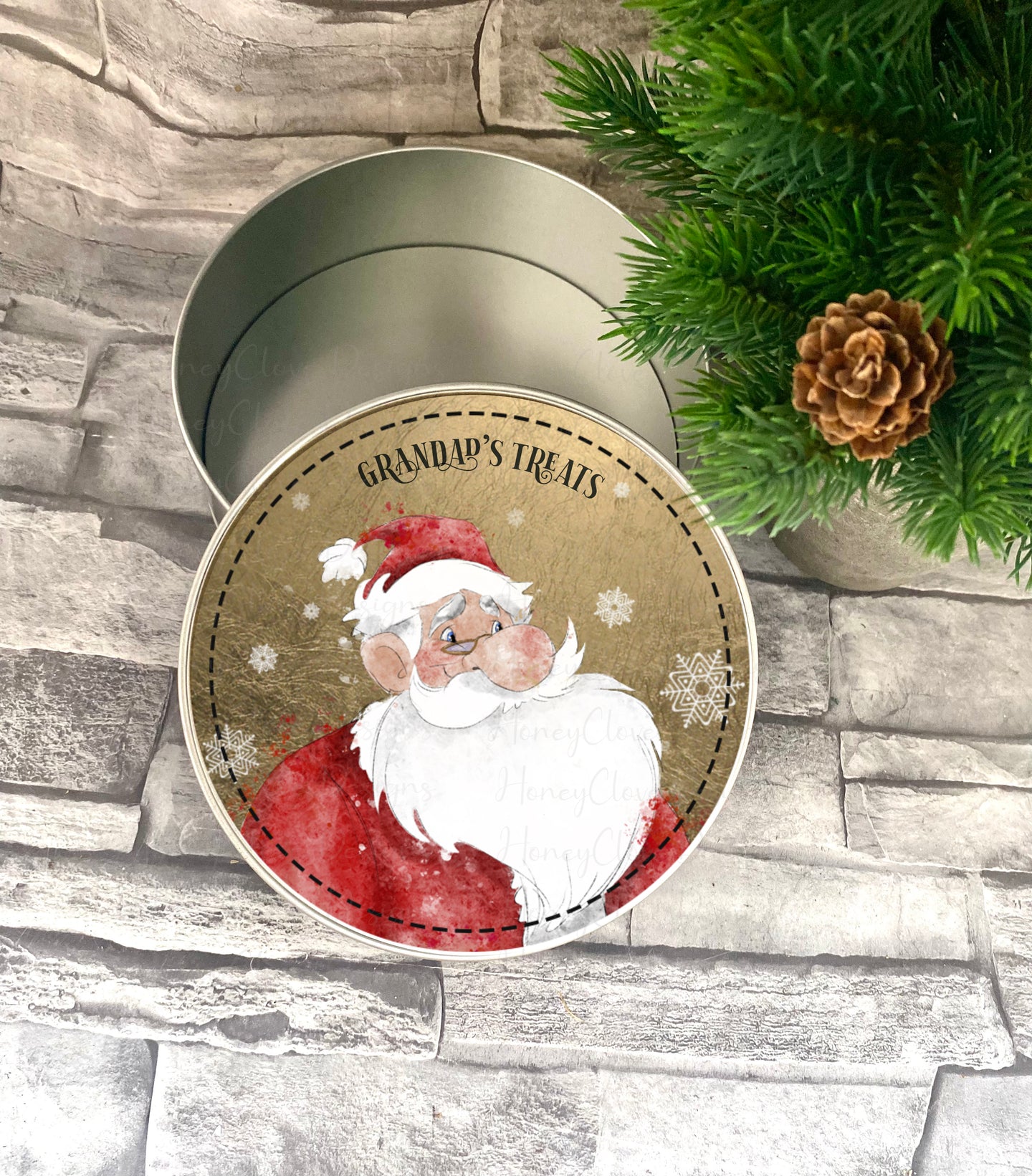 Christmas Vintage Santa Treat Tin